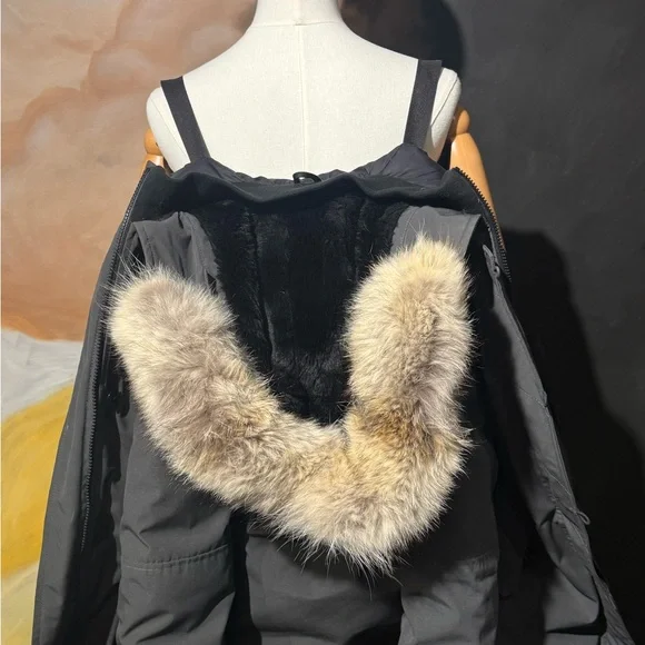 Canada Goose Kensington Graphite Hooded Down Coat with Fur Trim